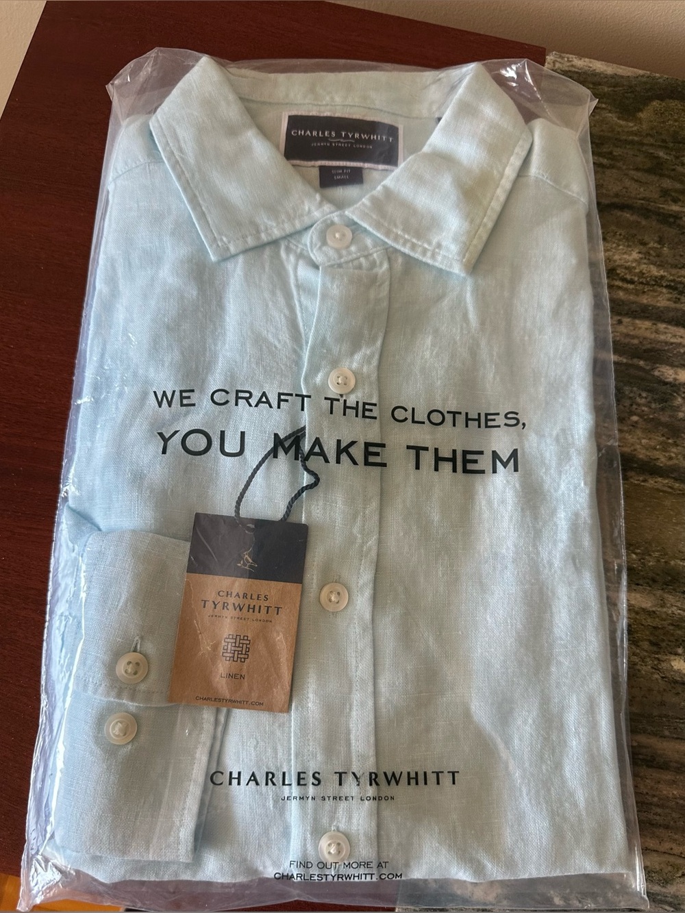 NWT CHARLES TYRWHITT German Street London Long sleeve Linen Shirt Slim fit Small